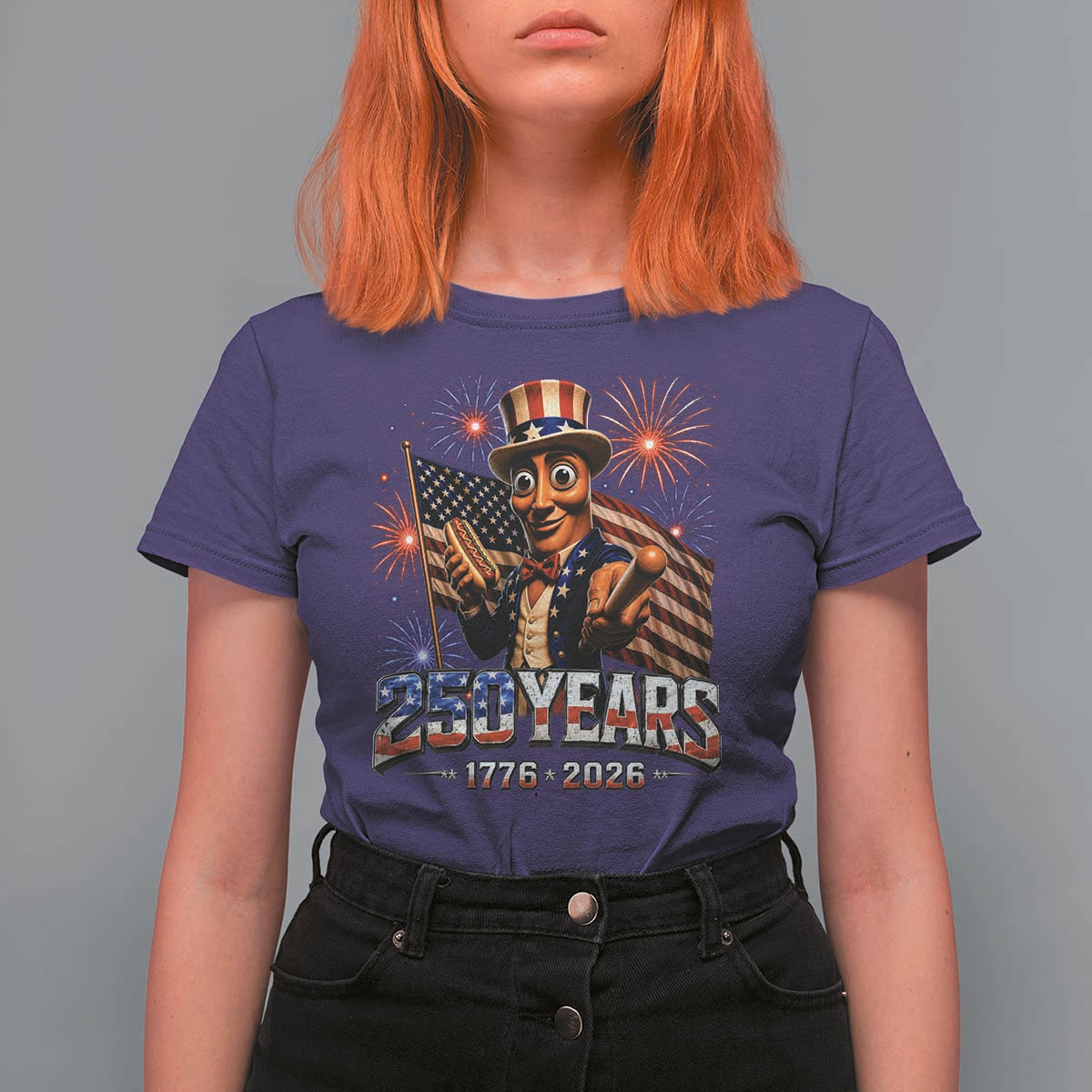 USA 250th Anniversary Tung Tung Sahur T Shirt For Women Funny American Anniversary Celebration