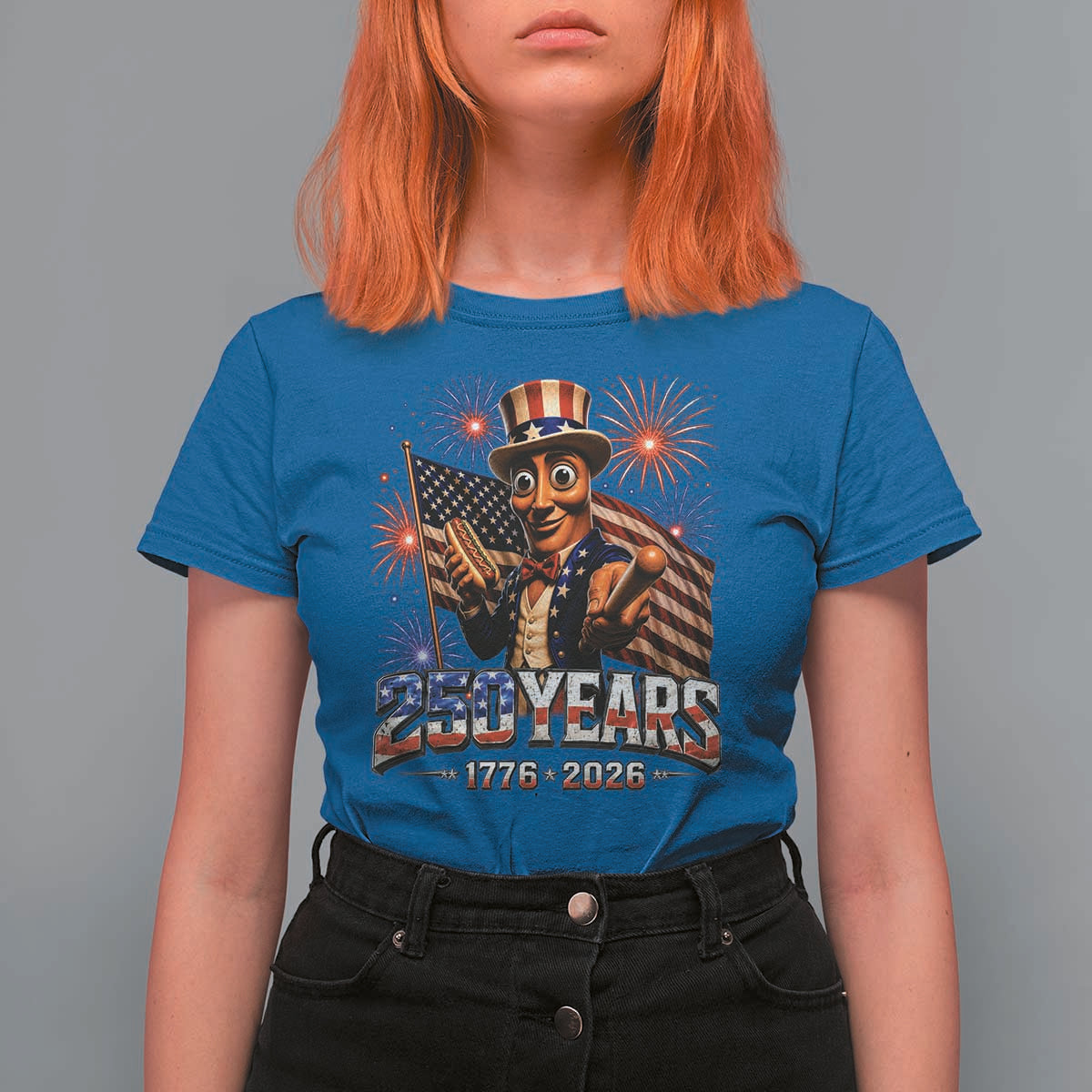 USA 250th Anniversary Tung Tung Sahur T Shirt For Women Funny American Anniversary Celebration
