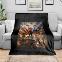 Patriotic Italian Brainrot Farmer Meme Throw Blanket Funny USA Freedom Jet Fighter Graphic