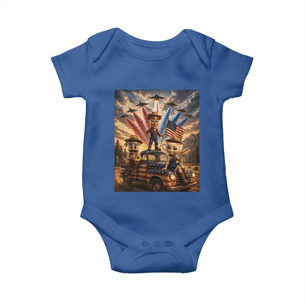 Patriotic Italian Brainrot Farmer Meme Baby Onesie Funny USA Freedom Jet Fighter Graphic
