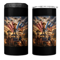 Patriotic Italian Brainrot Farmer Meme 4 in 1 Can Cooler Tumbler Funny USA Freedom Jet Fighter Graphic