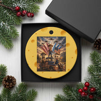 Patriotic Italian Brainrot Farmer Meme Ceramic Ornament Funny USA Freedom Jet Fighter Graphic