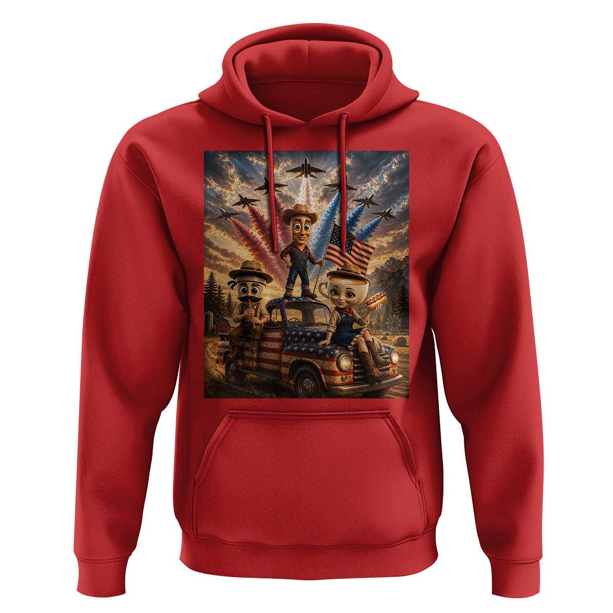 Patriotic Italian Brainrot Farmer Meme Hoodie Funny USA Freedom Jet Fighter Graphic