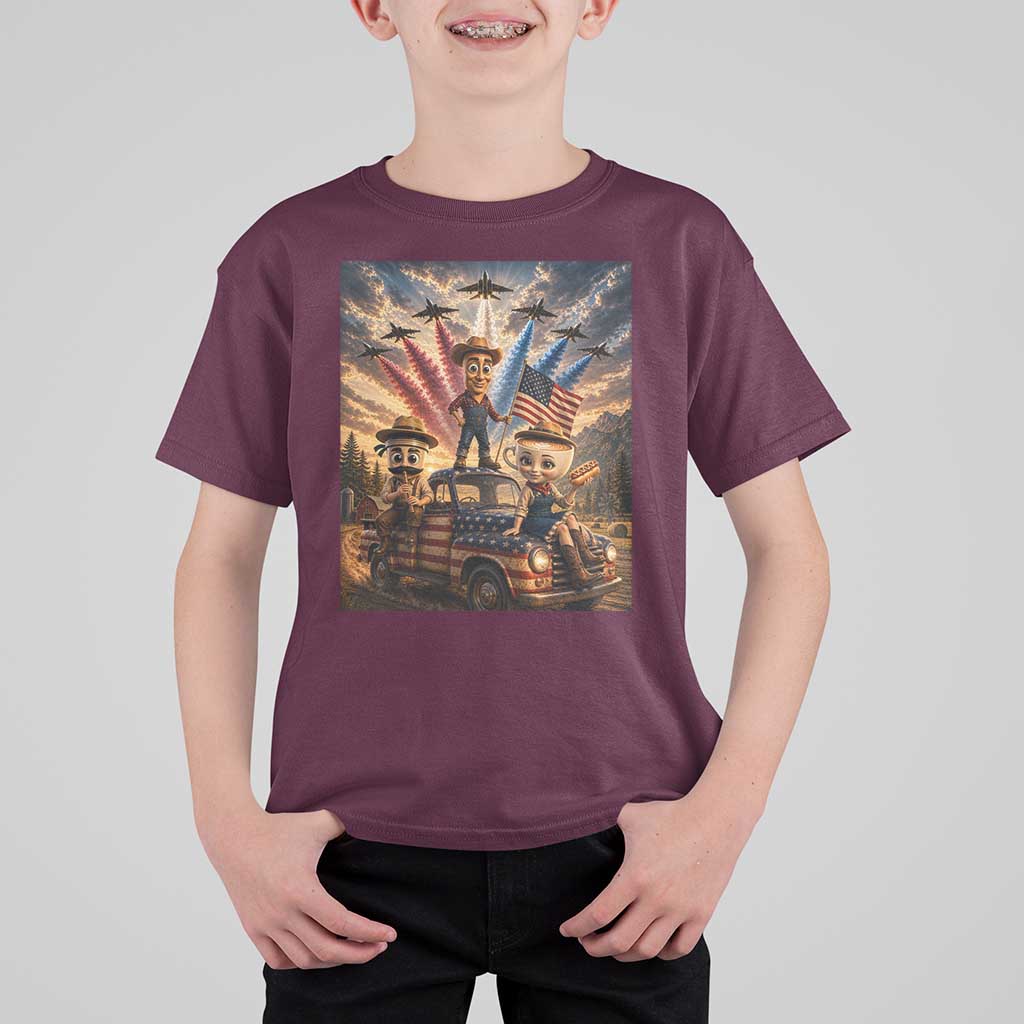 Patriotic Italian Brainrot Farmer Meme T Shirt For Kid Funny USA Freedom Jet Fighter Graphic