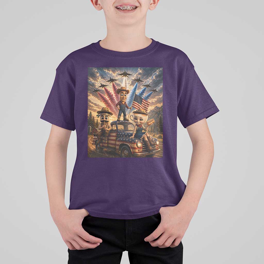 Patriotic Italian Brainrot Farmer Meme T Shirt For Kid Funny USA Freedom Jet Fighter Graphic