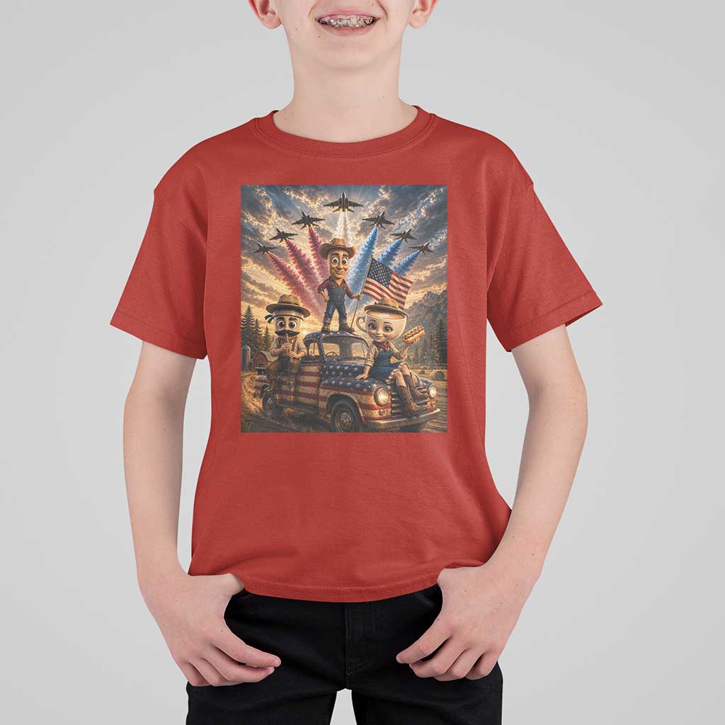Patriotic Italian Brainrot Farmer Meme T Shirt For Kid Funny USA Freedom Jet Fighter Graphic