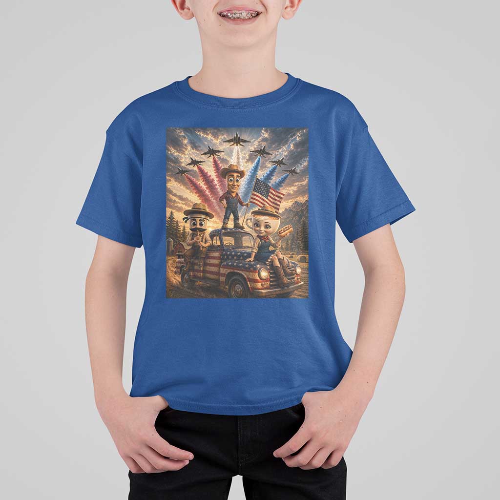 Patriotic Italian Brainrot Farmer Meme T Shirt For Kid Funny USA Freedom Jet Fighter Graphic