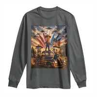 Patriotic Italian Brainrot Farmer Meme Long Sleeve Shirt Funny USA Freedom Jet Fighter Graphic