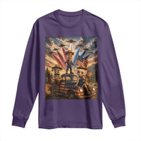Patriotic Italian Brainrot Farmer Meme Long Sleeve Shirt Funny USA Freedom Jet Fighter Graphic