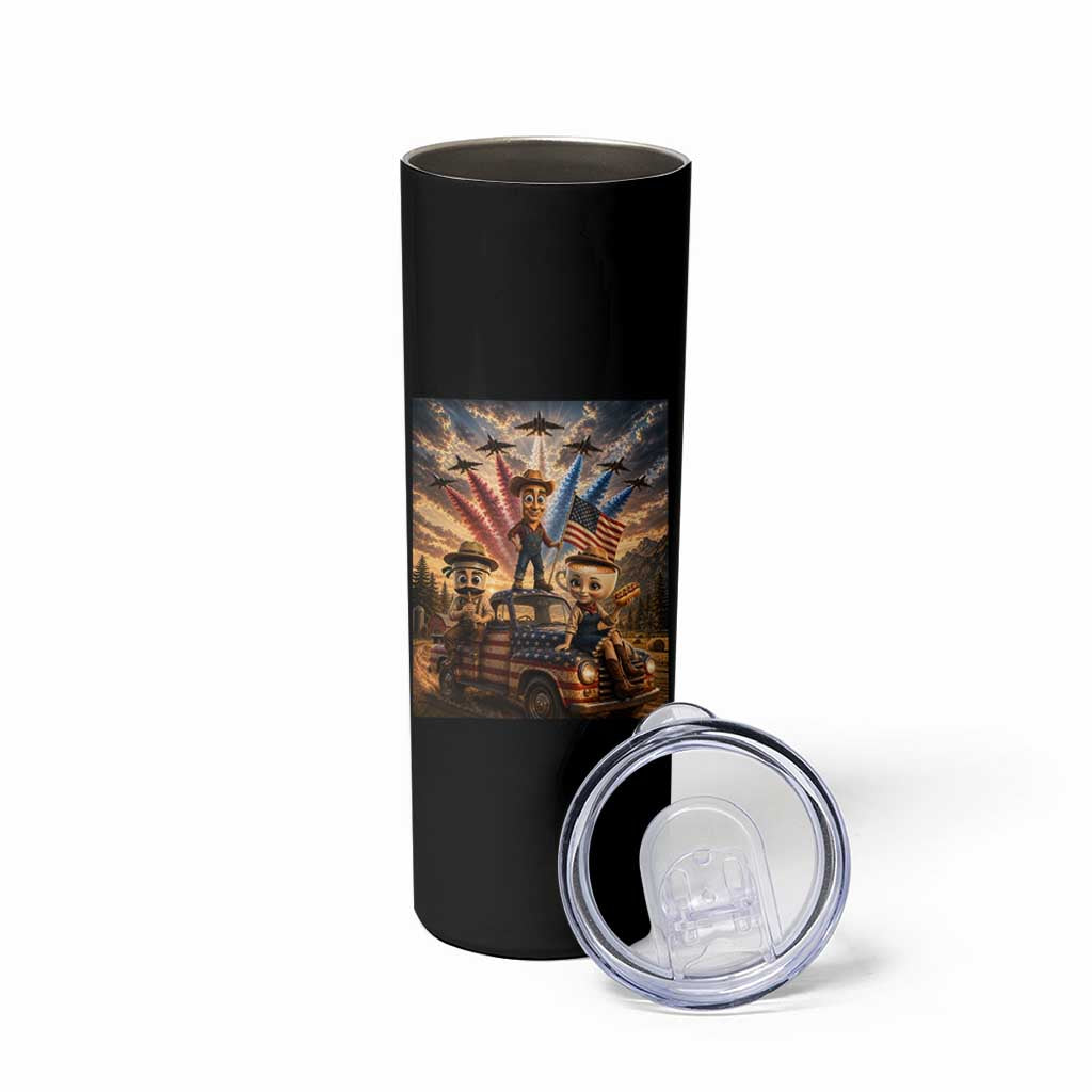 Patriotic Italian Brainrot Farmer Meme Skinny Tumbler Funny USA Freedom Jet Fighter Graphic
