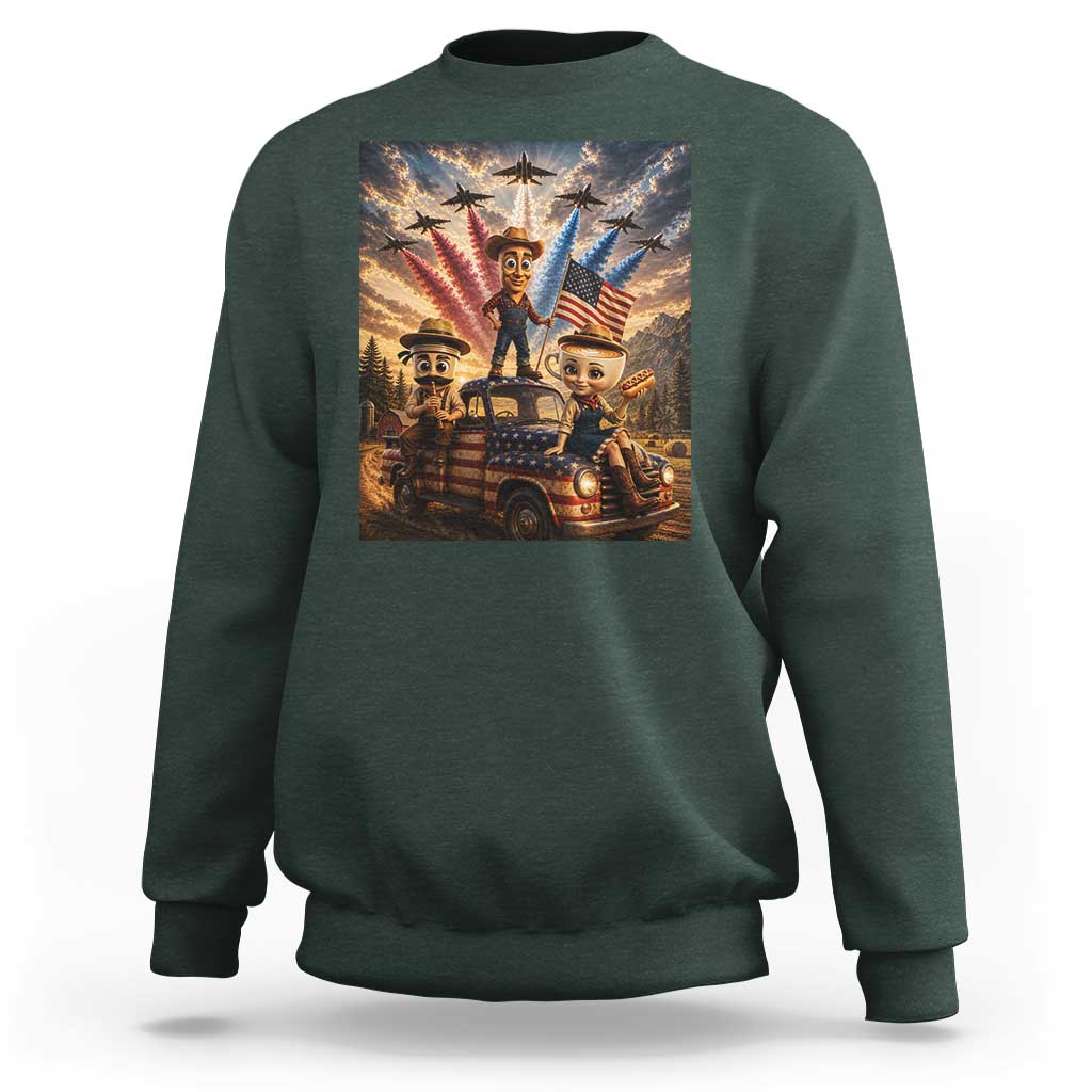Patriotic Italian Brainrot Farmer Meme Sweatshirt Funny USA Freedom Jet Fighter Graphic
