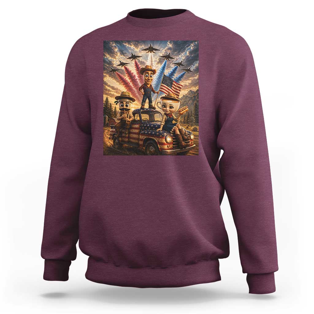 Patriotic Italian Brainrot Farmer Meme Sweatshirt Funny USA Freedom Jet Fighter Graphic
