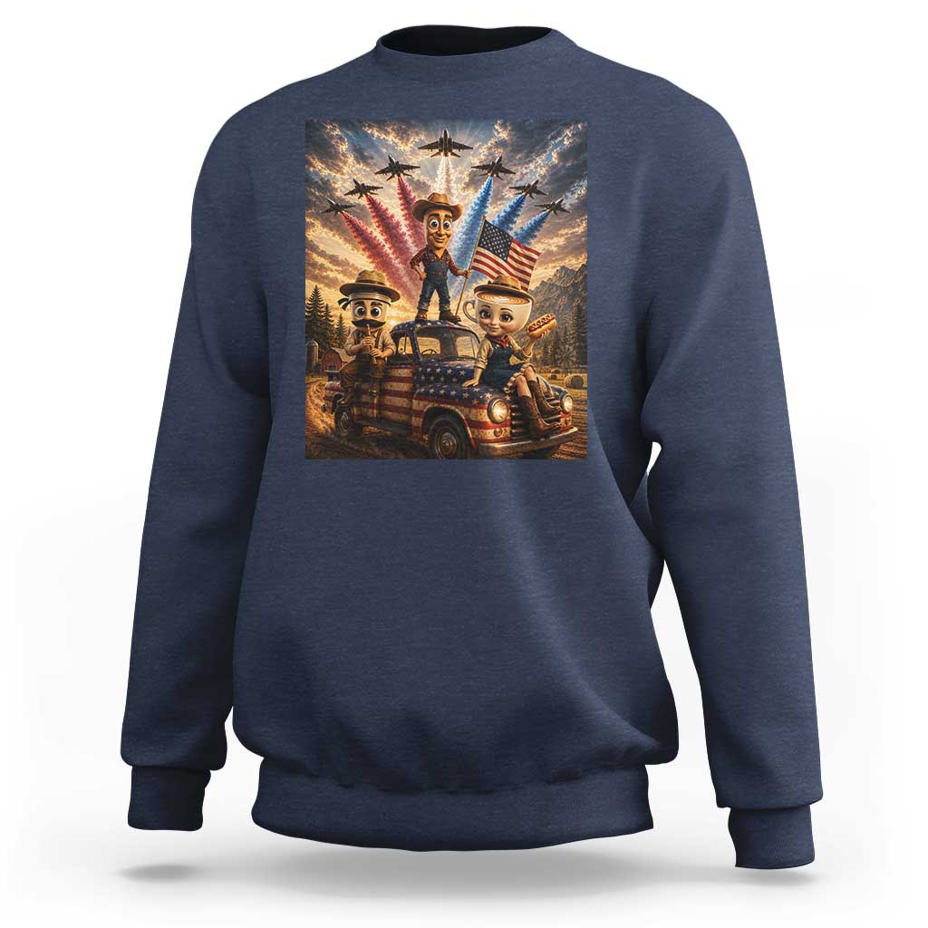 Patriotic Italian Brainrot Farmer Meme Sweatshirt Funny USA Freedom Jet Fighter Graphic