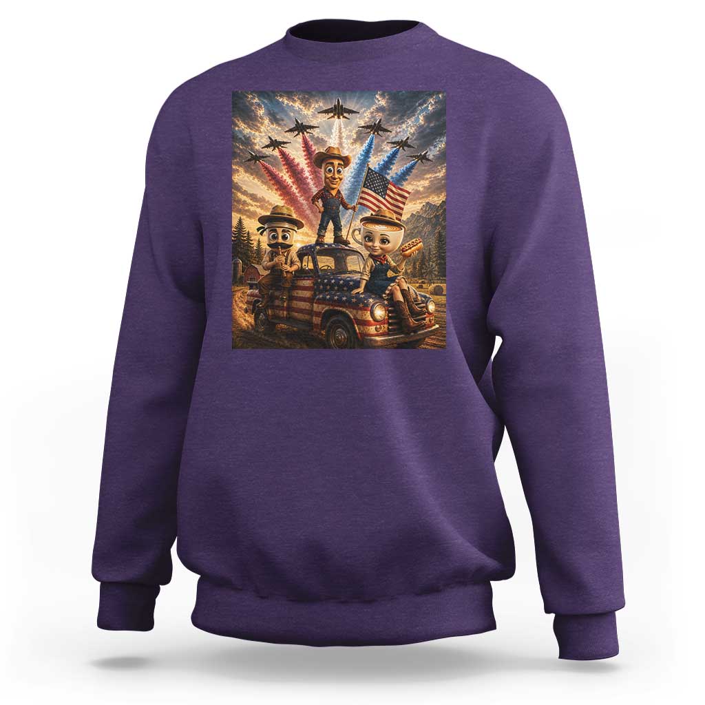 Patriotic Italian Brainrot Farmer Meme Sweatshirt Funny USA Freedom Jet Fighter Graphic
