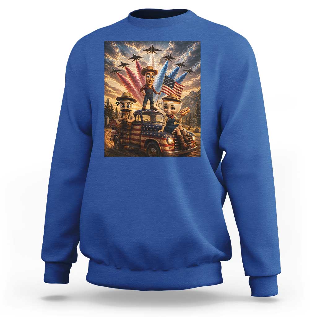 Patriotic Italian Brainrot Farmer Meme Sweatshirt Funny USA Freedom Jet Fighter Graphic