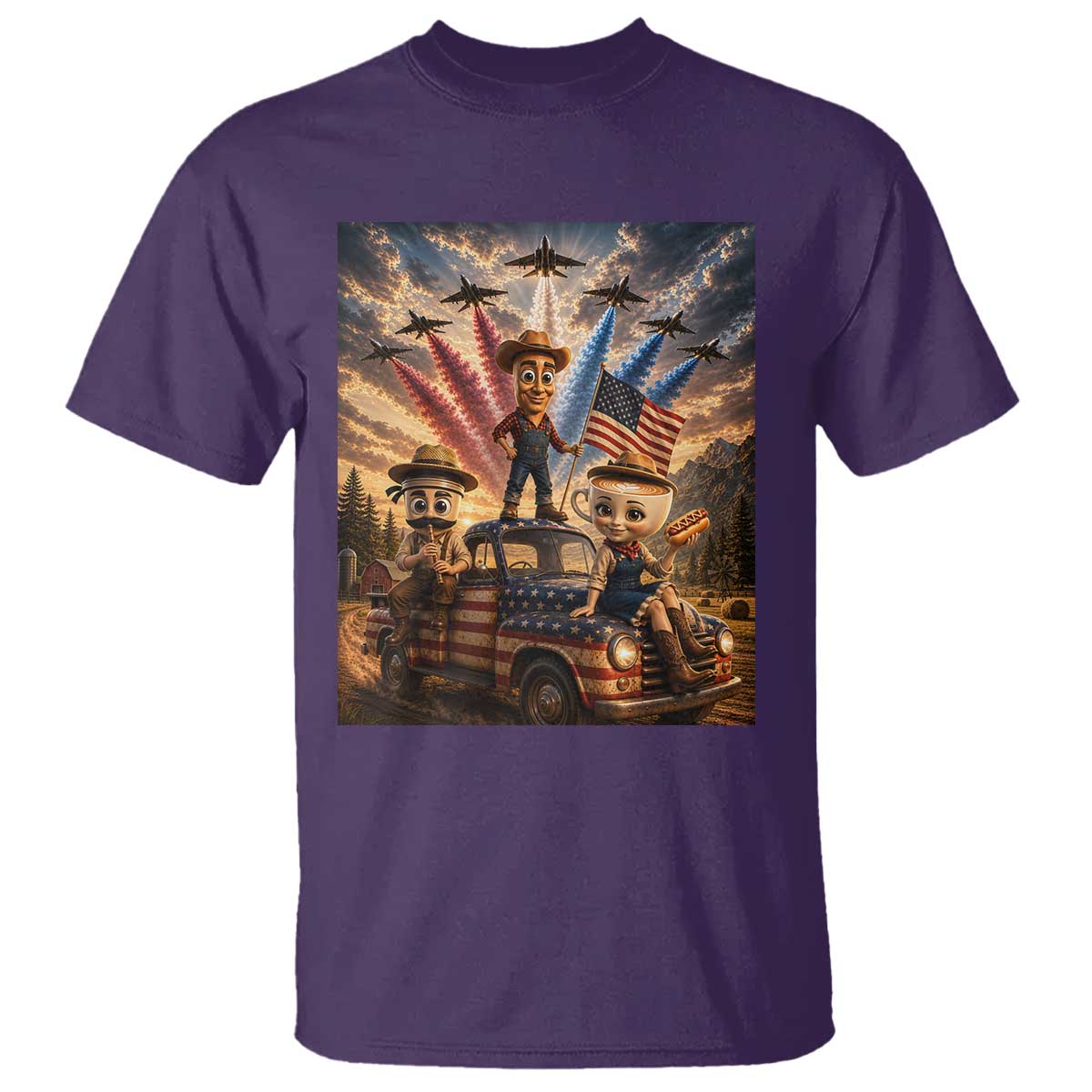 Patriotic Italian Brainrot Farmer Meme T Shirt Funny USA Freedom Jet Fighter Graphic