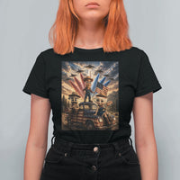 Patriotic Italian Brainrot Farmer Meme T Shirt For Women Funny USA Freedom Jet Fighter Graphic