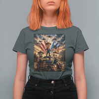Patriotic Italian Brainrot Farmer Meme T Shirt For Women Funny USA Freedom Jet Fighter Graphic