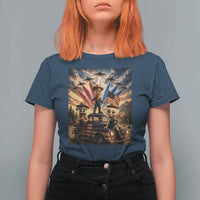 Patriotic Italian Brainrot Farmer Meme T Shirt For Women Funny USA Freedom Jet Fighter Graphic