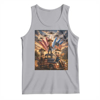 Patriotic Italian Brainrot Farmer Meme Tank Top Funny USA Freedom Jet Fighter Graphic