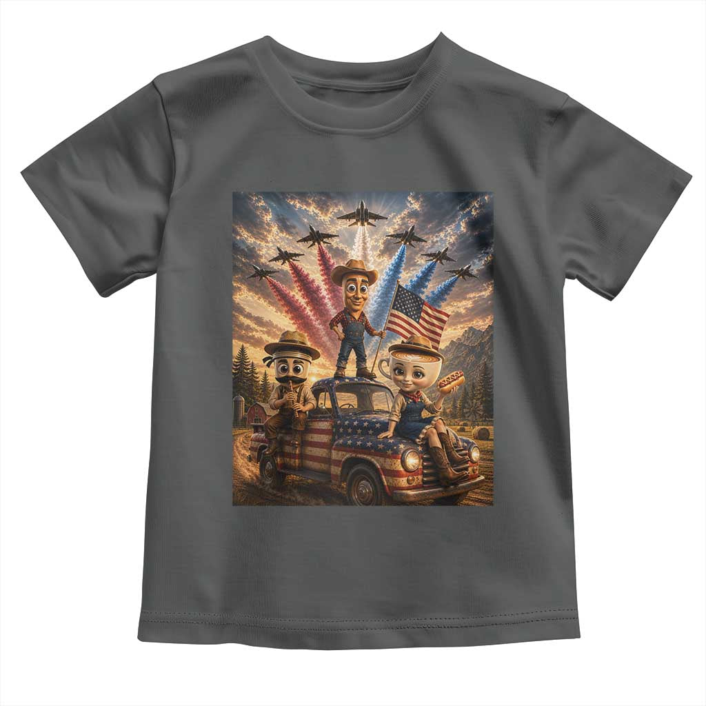 Patriotic Italian Brainrot Farmer Meme Toddler T Shirt Funny USA Freedom Jet Fighter Graphic