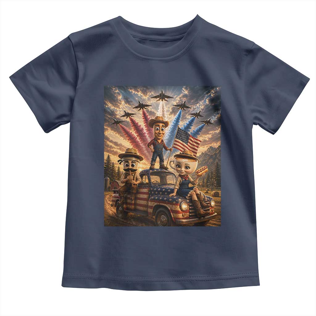 Patriotic Italian Brainrot Farmer Meme Toddler T Shirt Funny USA Freedom Jet Fighter Graphic
