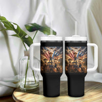 Patriotic Italian Brainrot Farmer Meme Tumbler With Handle Funny USA Freedom Jet Fighter Graphic