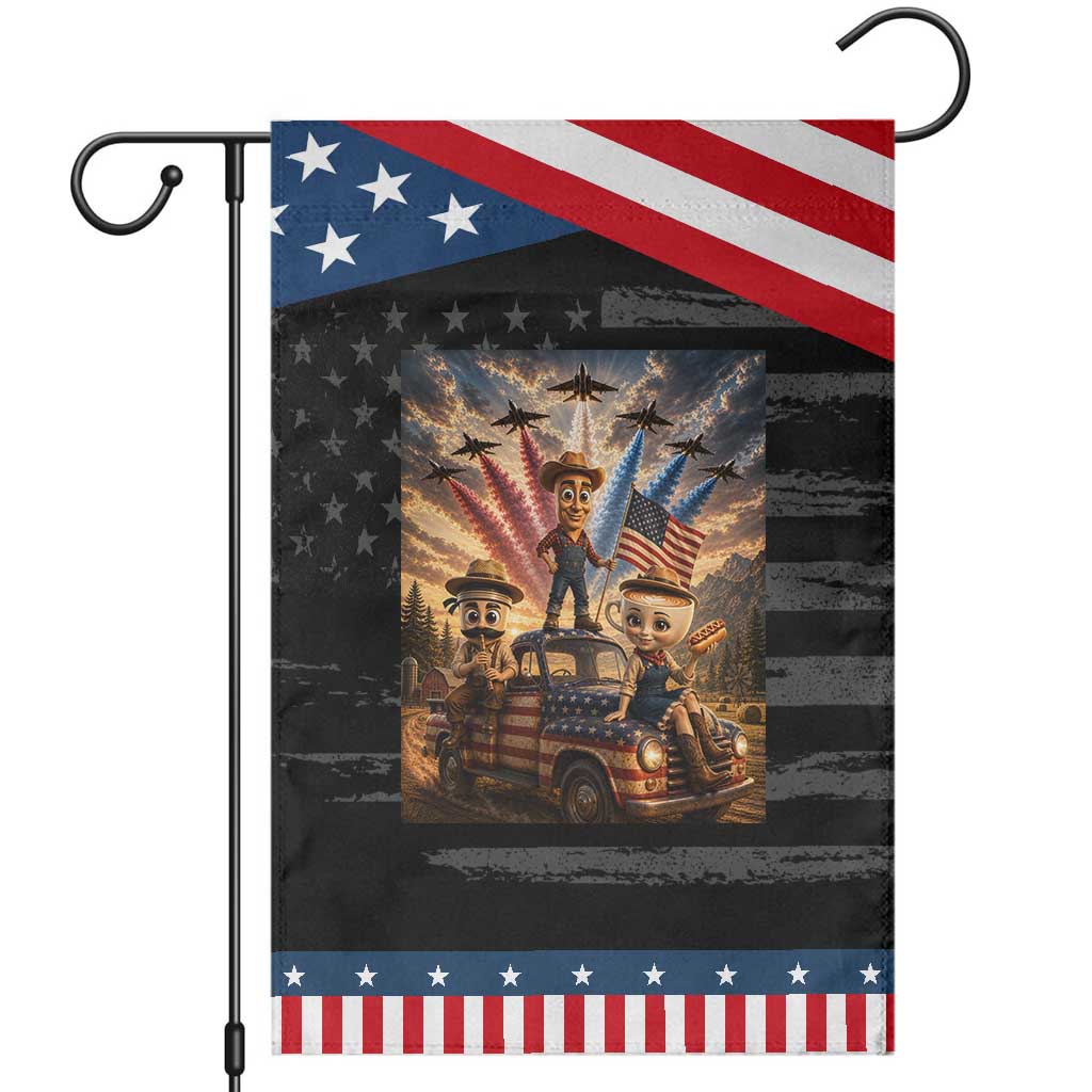Italian Brainrot Farmer Meme Patriotic Garden Flag Funny USA Freedom Jet Fighter Graphic