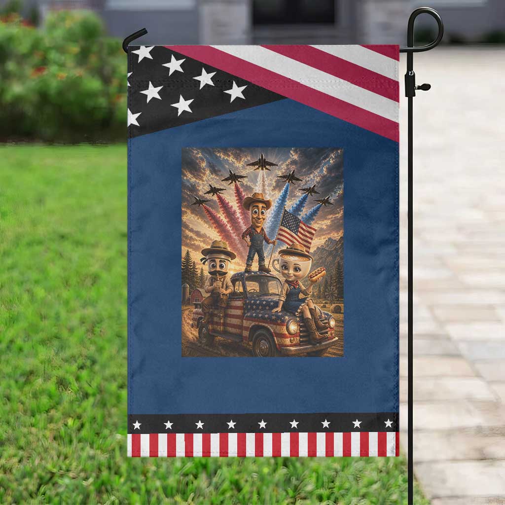 Italian Brainrot Farmer Meme Patriotic Garden Flag Funny USA Freedom Jet Fighter Graphic