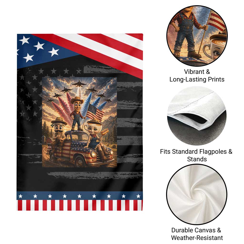 Italian Brainrot Farmer Meme Patriotic Garden Flag Funny USA Freedom Jet Fighter Graphic