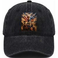 Patriotic Italian Brainrot Farmer Meme Washed Cotton Baseball Cap Funny USA Freedom Jet Fighter Graphic