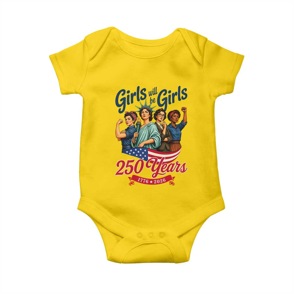 USA 250th Anniversary Feminist Baby Onesie Girls Will Be Girls