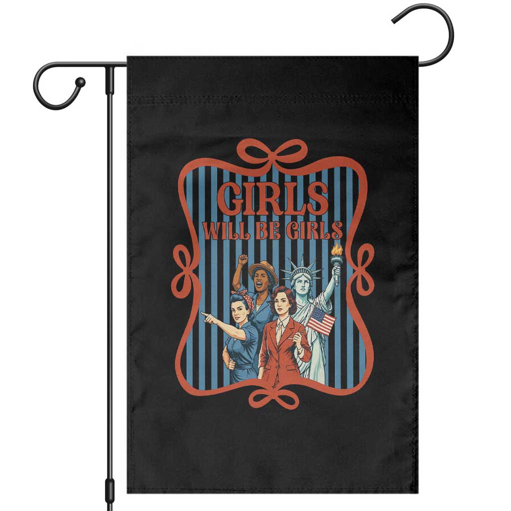 Red White Blue Feminist Pride Garden Flag Girls Will Be Girls