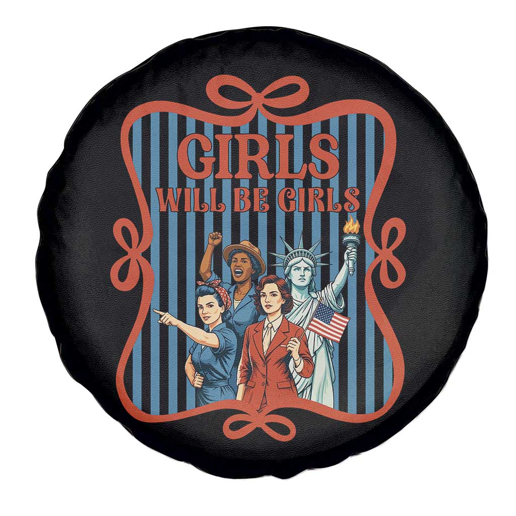 Red White Blue Feminist Pride Spare Tire Cover Girls Will Be Girls