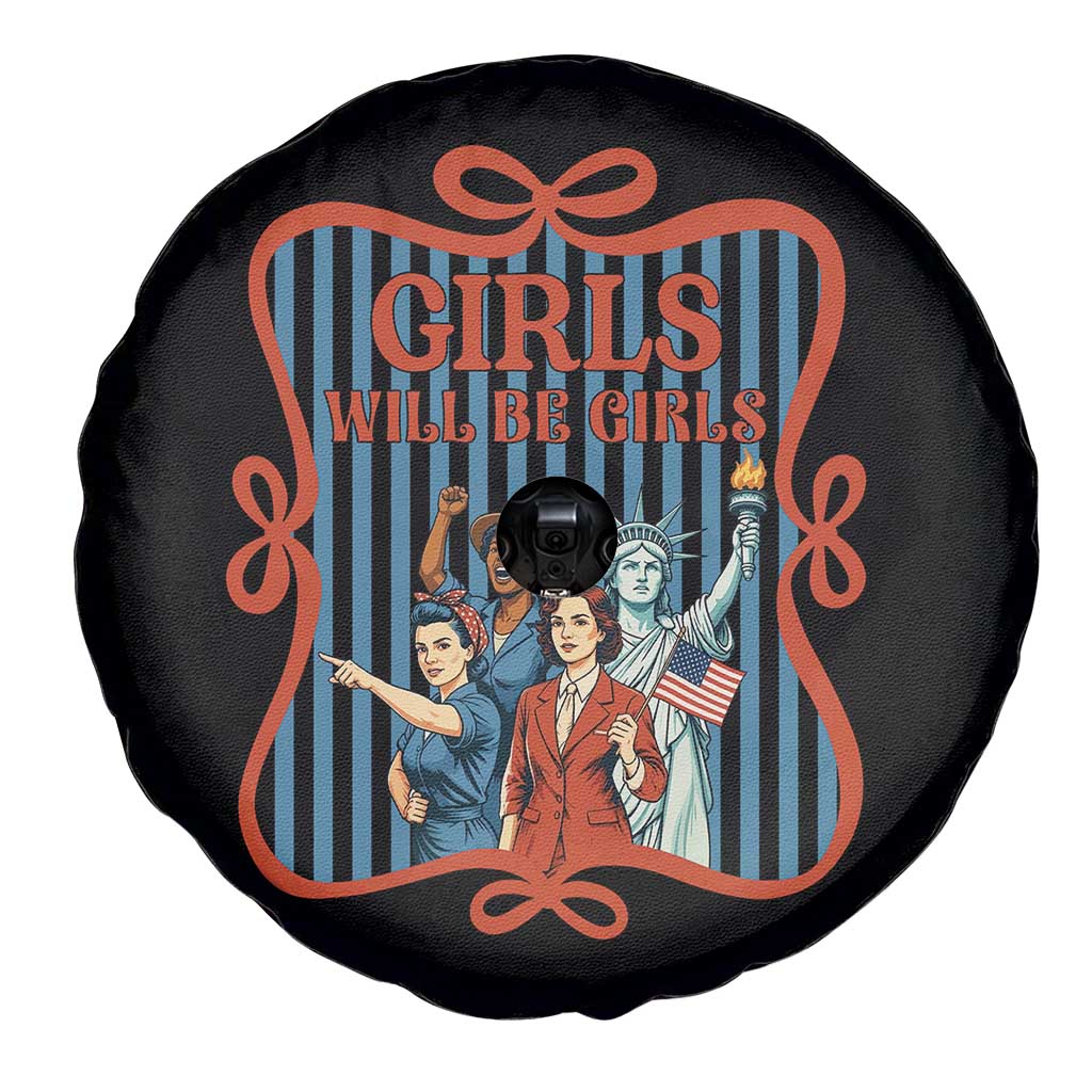 Red White Blue Feminist Pride Spare Tire Cover Girls Will Be Girls