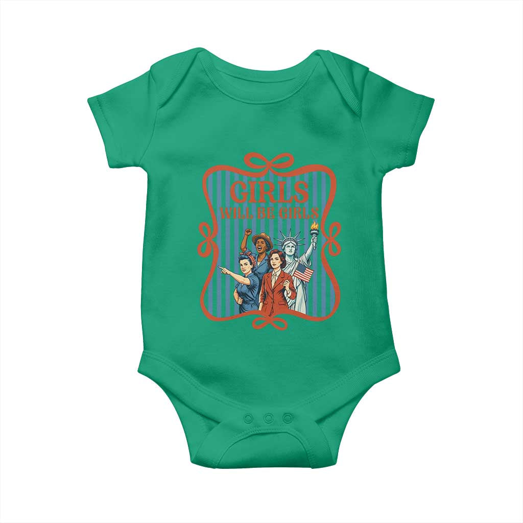 Red White Blue Feminist Pride Baby Onesie Girls Will Be Girls
