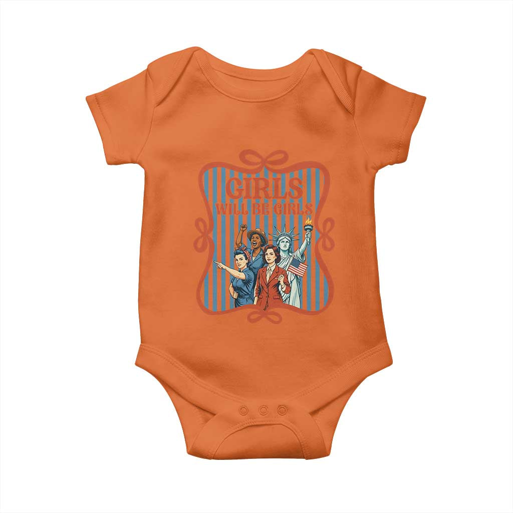 Red White Blue Feminist Pride Baby Onesie Girls Will Be Girls