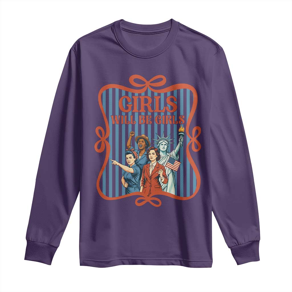 Red White Blue Feminist Pride Long Sleeve Shirt Girls Will Be Girls