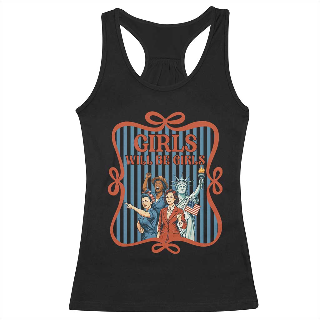 Red White Blue Feminist Pride Racerback Tank Top Girls Will Be Girls