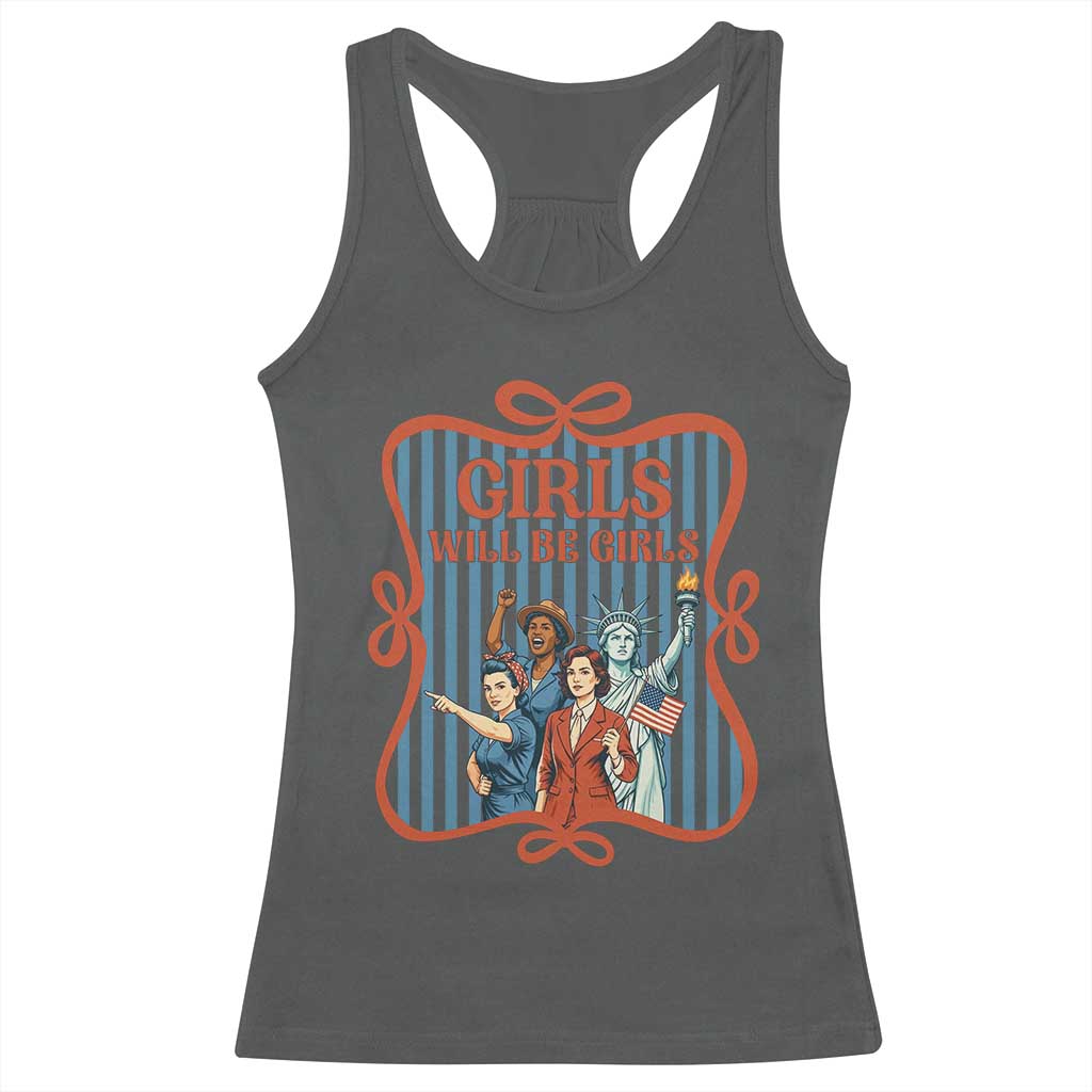 Red White Blue Feminist Pride Racerback Tank Top Girls Will Be Girls