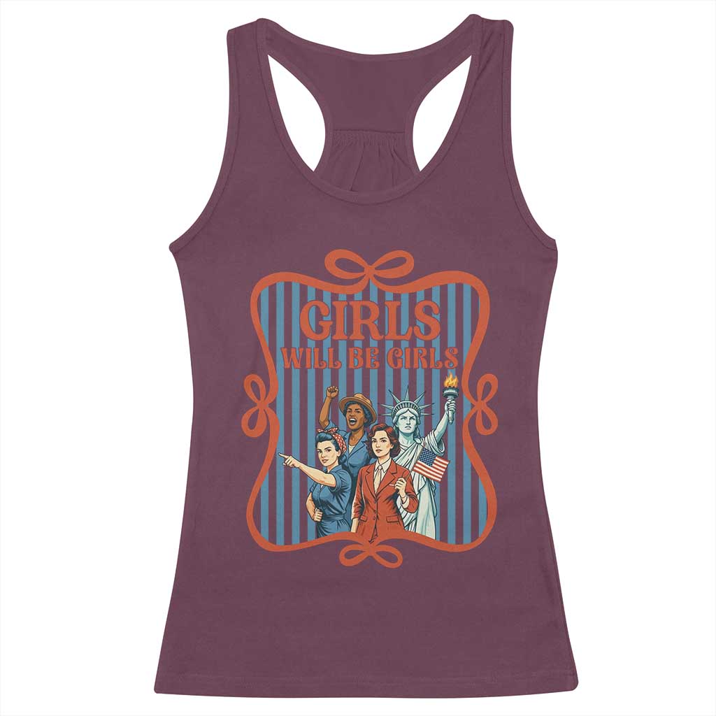 Red White Blue Feminist Pride Racerback Tank Top Girls Will Be Girls