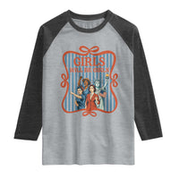 Red White Blue Feminist Pride Raglan Shirt Girls Will Be Girls