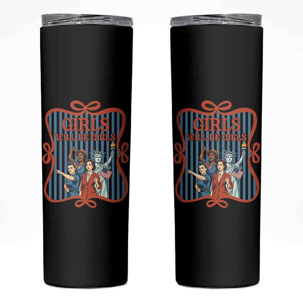 Red White Blue Feminist Pride Skinny Tumbler Girls Will Be Girls