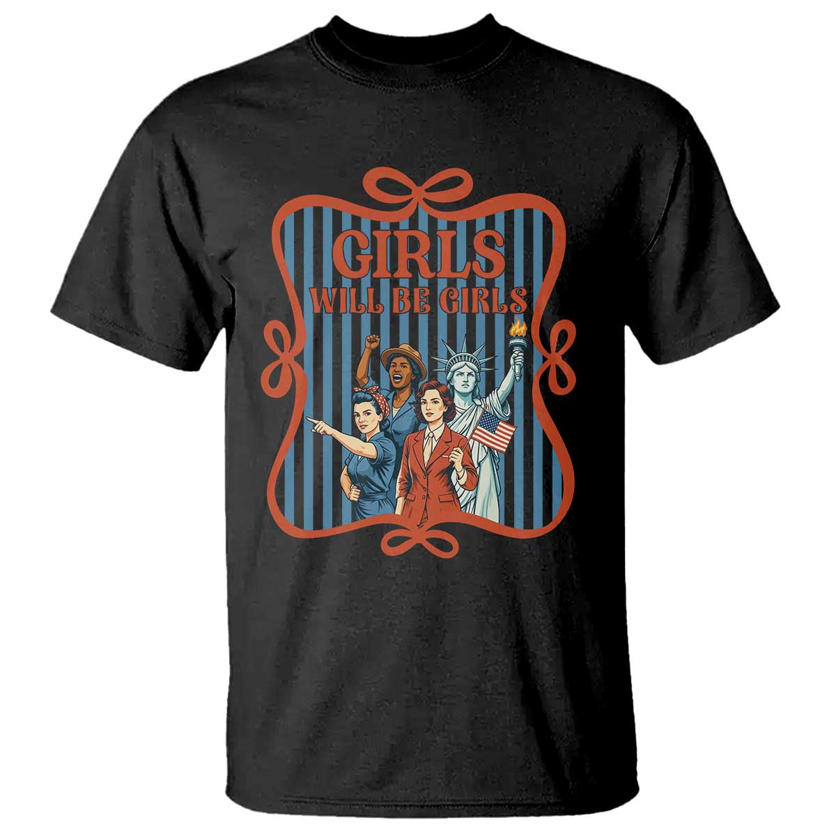 Red White Blue Feminist Pride T Shirt Girls Will Be Girls