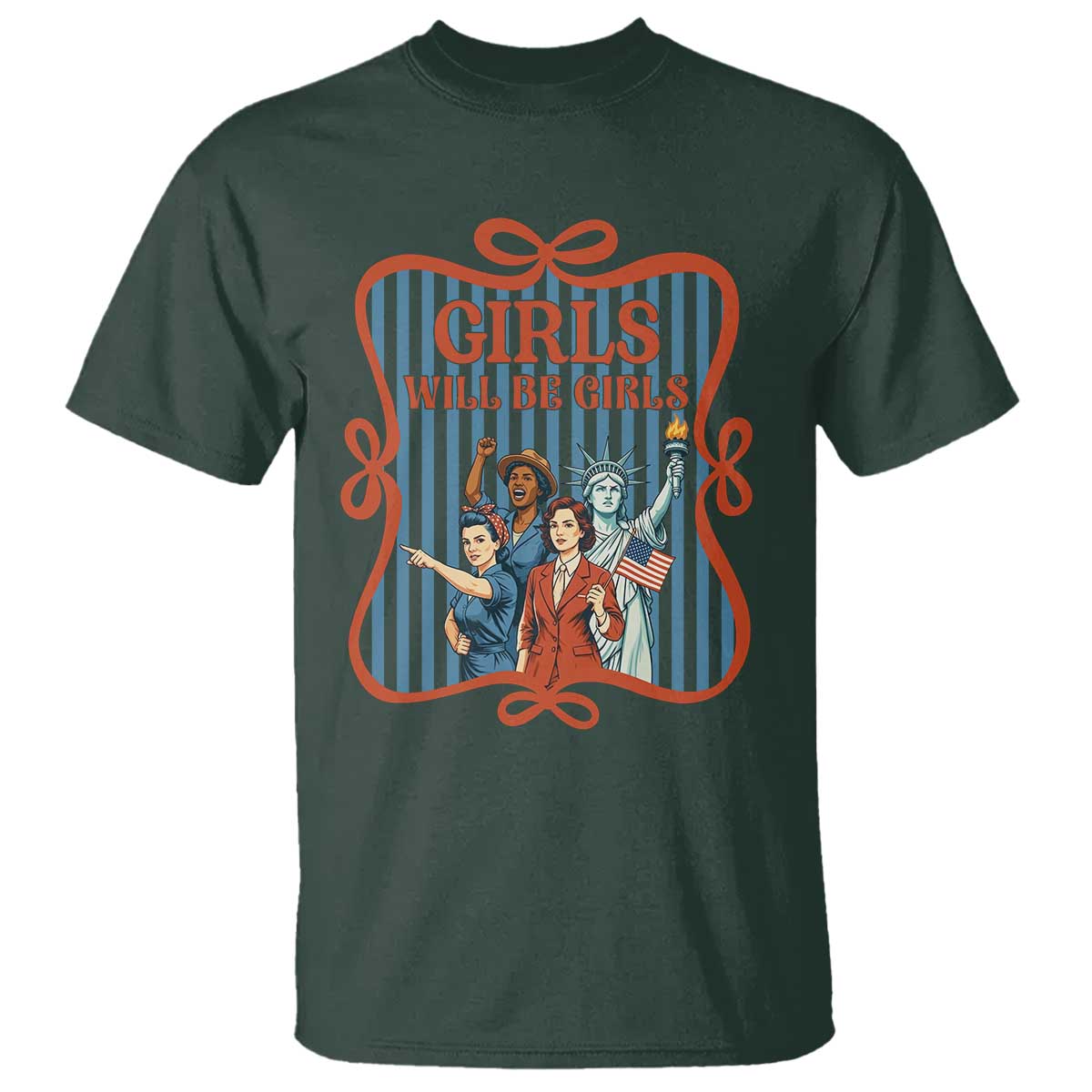Red White Blue Feminist Pride T Shirt Girls Will Be Girls