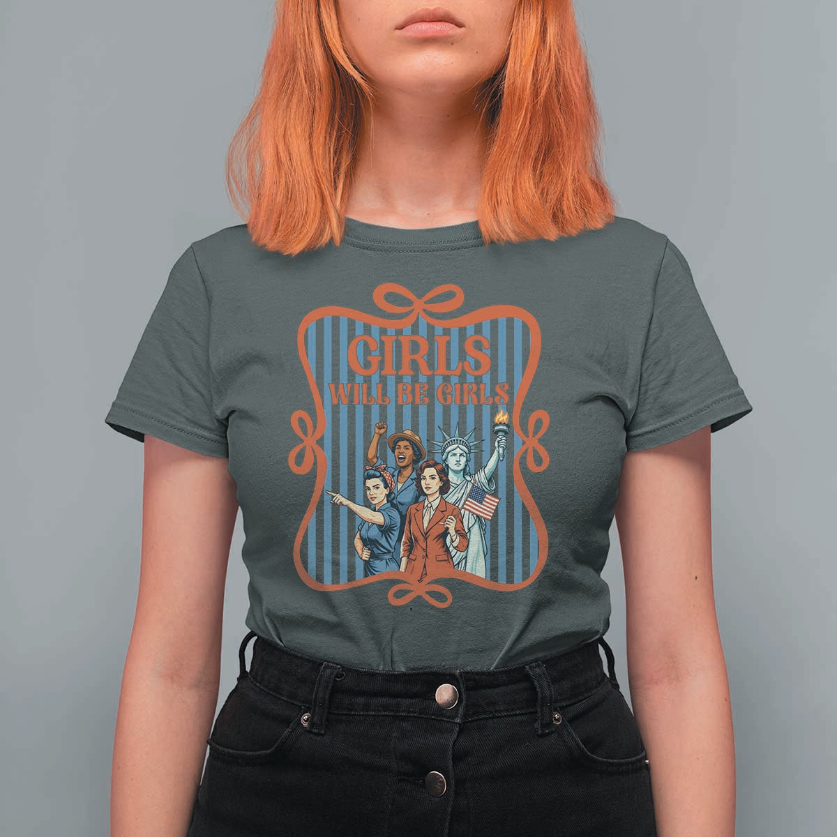 Red White Blue Feminist Pride T Shirt For Women Girls Will Be Girls