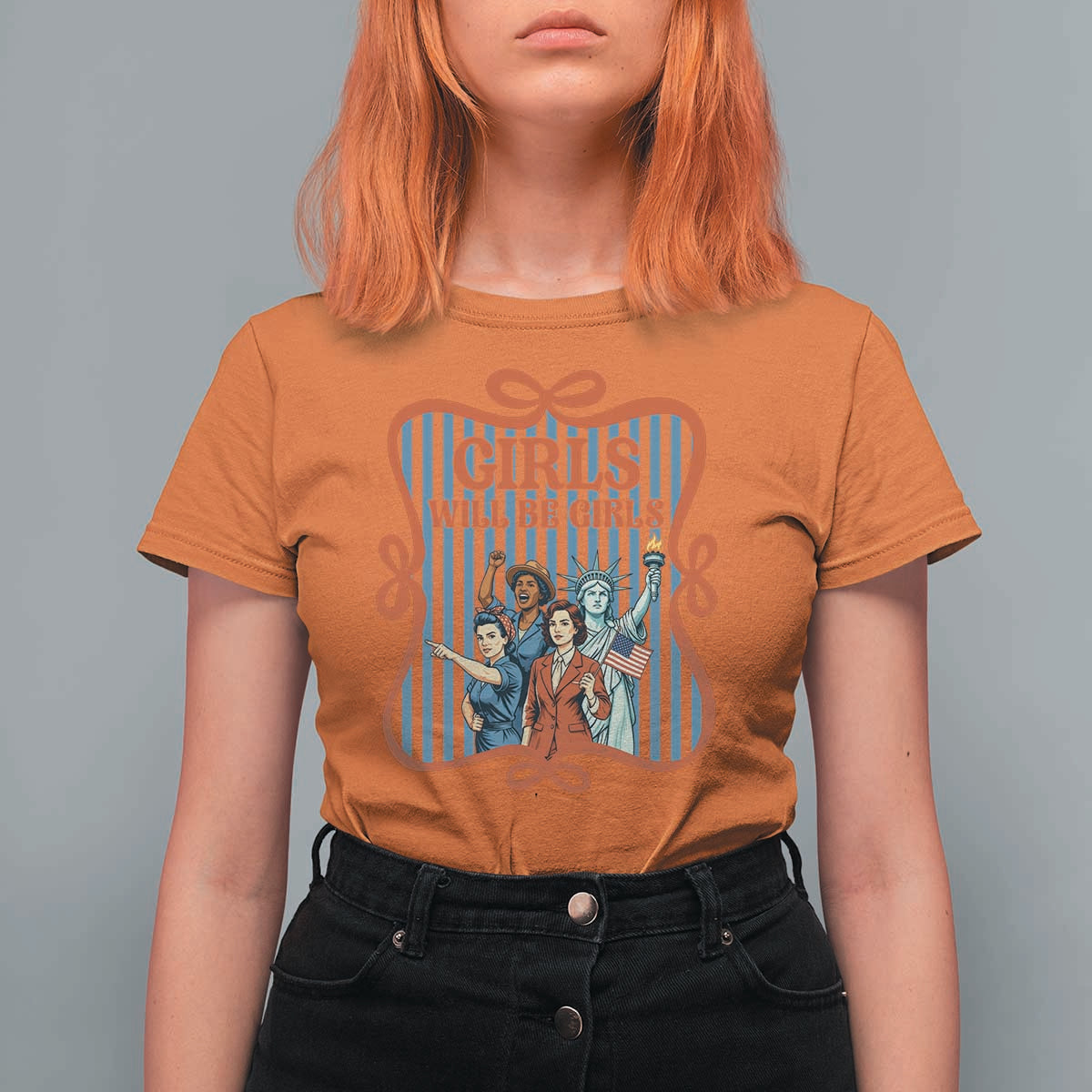 Red White Blue Feminist Pride T Shirt For Women Girls Will Be Girls