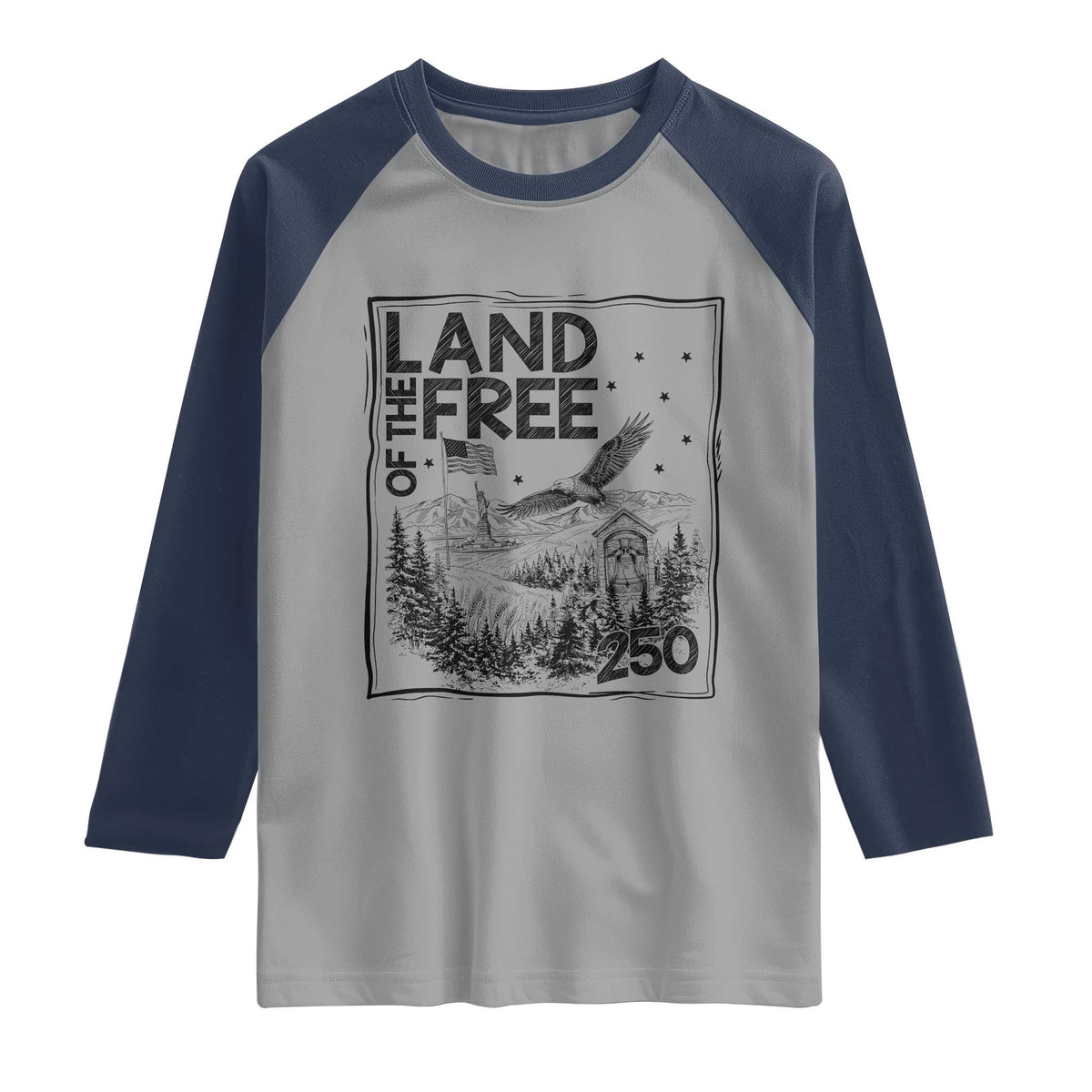 Vintage USA 250 Patriotic Pride Raglan Shirt Land Of The Free