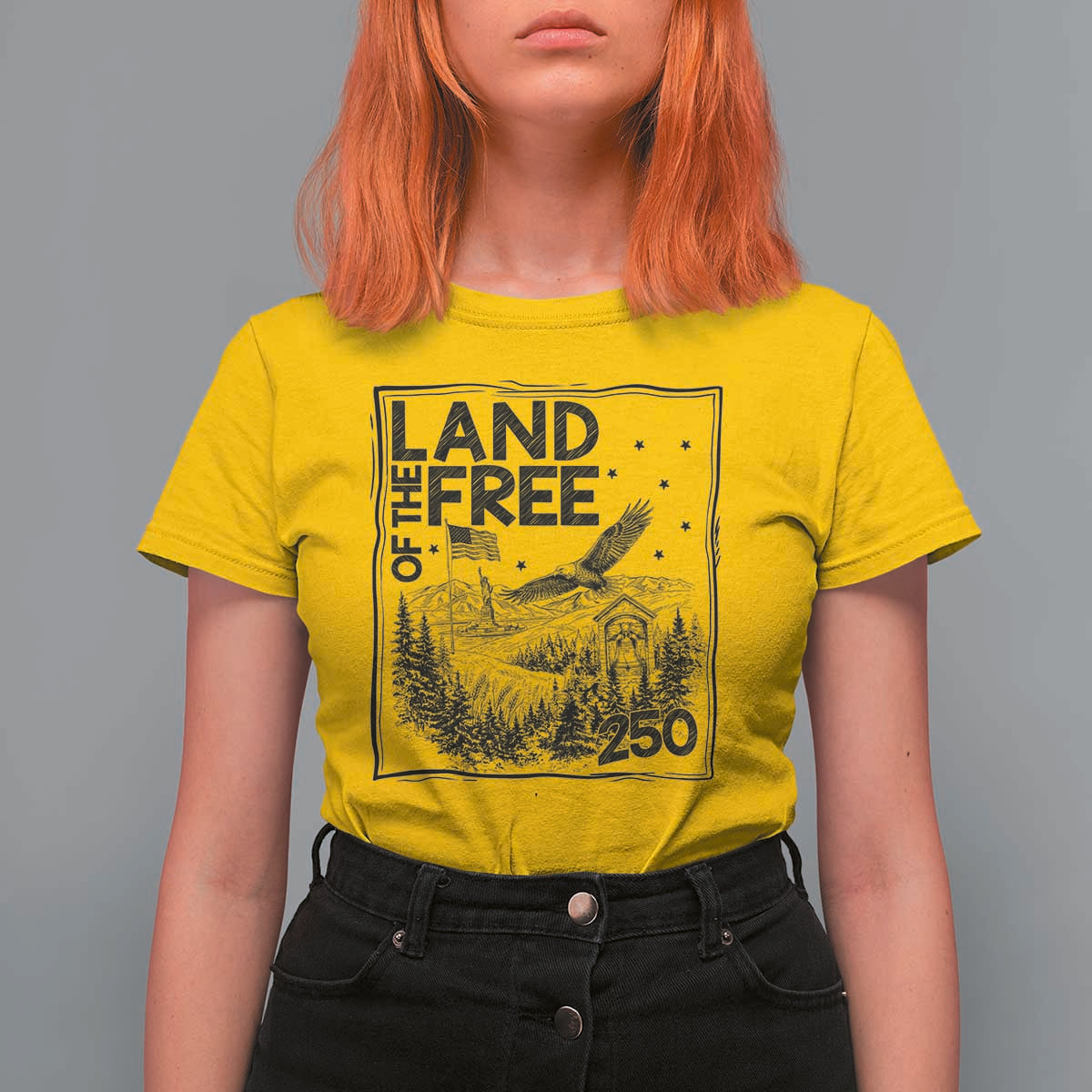 Vintage USA 250 Patriotic Pride T Shirt For Women Land Of The Free