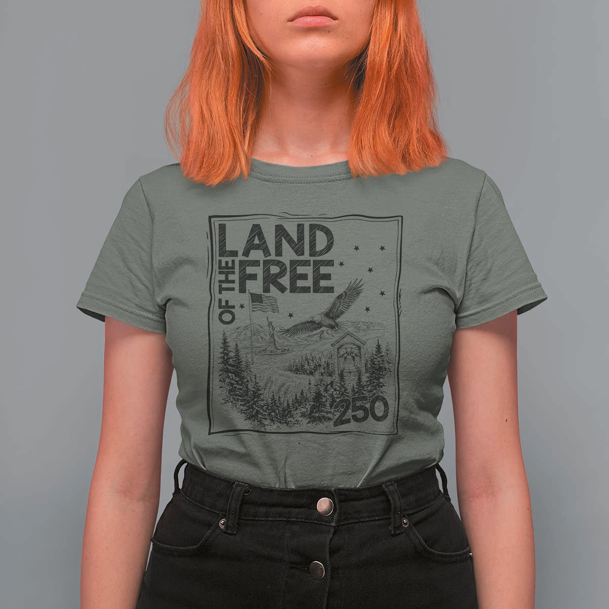 Vintage USA 250 Patriotic Pride T Shirt For Women Land Of The Free